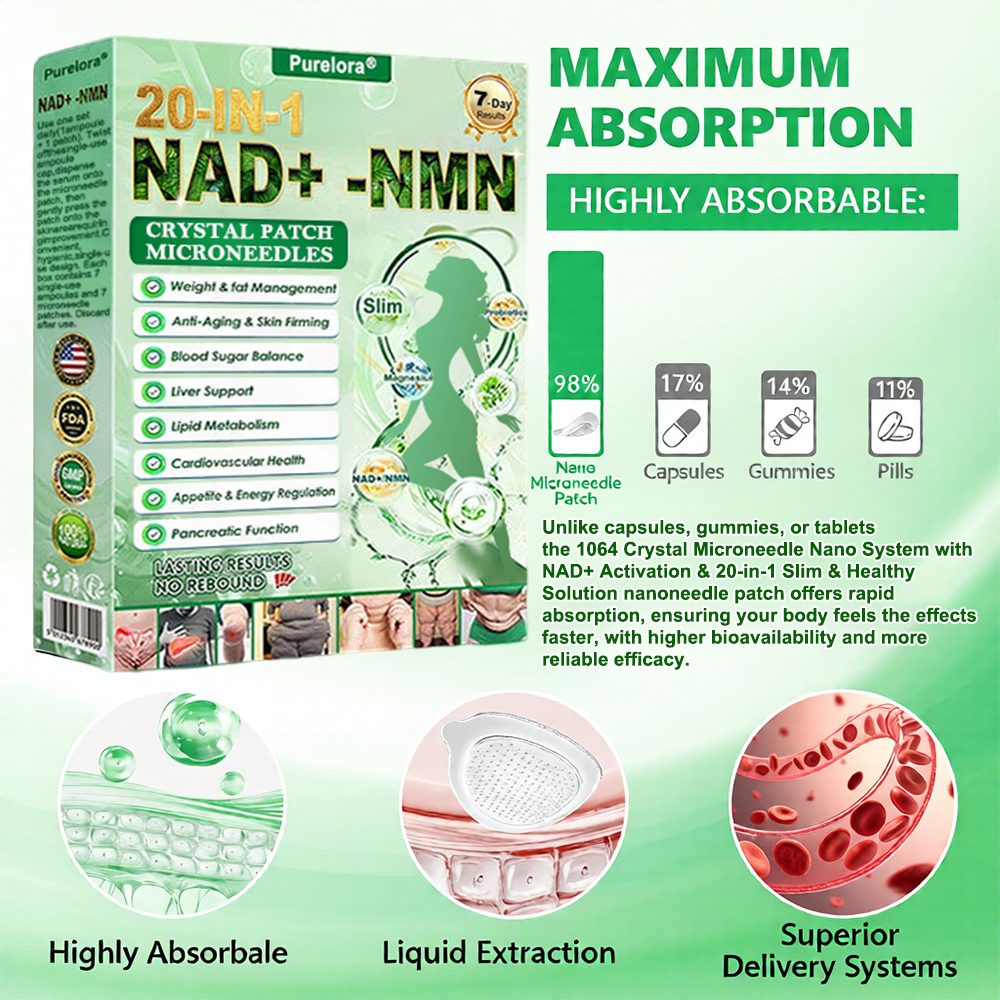 🔥🔥New Arrival |Purelora® Crystal Microneedle Nano System with NAD⁺ Activation & 20-in-1 Slim & Healthy Pacth Solution