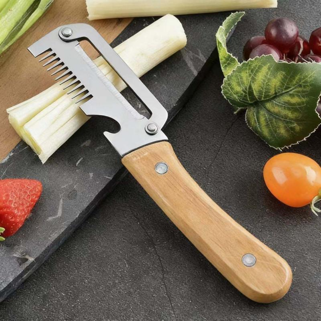 ⏰Last Day 60% OFF🔥 2-in-1 Stainless Steel Vegetable Peeler with Wooden Handle & Bottle Opener